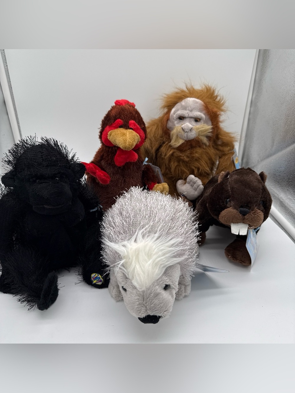 Ganz Webkinz Plush Animals Lot WITH Codes- 🦫🦧🐔🦍& Porcupine. 5 Brand New